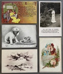 Lot of 5 Romance Humor Engaged Bishop Colby Shinn Last Rose RPPC Song Card Trade - Picture 1 of 12