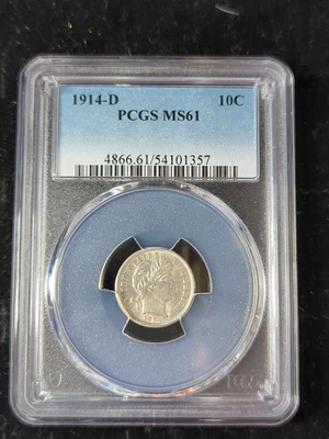 1914 D Barber Dime PCGS MS61 - 54101357 - Image 1 of 4