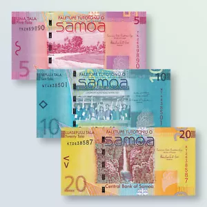 Juego de 3 piezas de Samoa: 5 10 20 Tala P38 39 40; 2008-2017 (Billete del Año IBNS) | UNC - Imagen 1 de 5