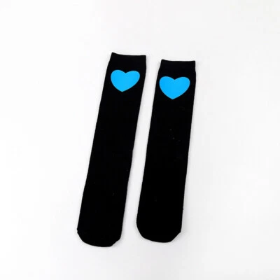 Calentador de piernas para niños negro blanco corazón estrella calcetines hasta la rodilla medias  Foto 1 de 4