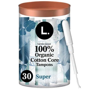L. Organic Cotton Super Absorbency Tampons, 30 Count - Picture 1 of 8