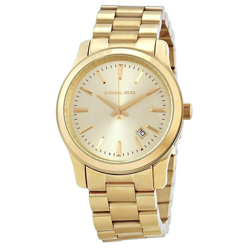 NUOVO OROLOGIO DA POLSO MICHAEL KORS RUNWAY TONO ORO ACCIAIO INOX CLASSICO MK5160