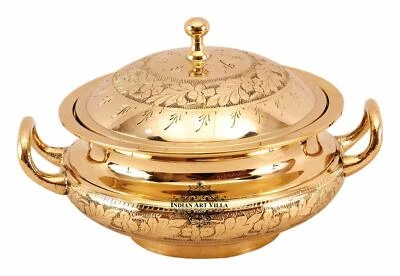 Brass Mughlai Embossed Design Casserole with Lid for Decoration Tableware 1200Ml - Image 1 of 4