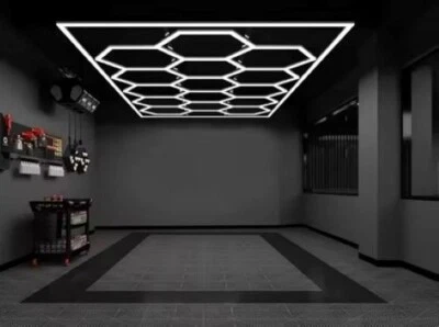 Luce LED neon bianco esagonale garage officina da soffitto - Immagine 1 di 4
