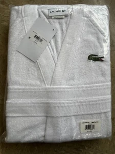 New Lacoste Classic Pique Robe, White, Cotton Bathrobe, One Size, Bath Robe - Picture 1 of 11