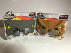 2 Sun-Staches Jurassic World T-Rex & Raptor Dino Dinosaur Sunglasses 100% UV - Picture 1 of 10