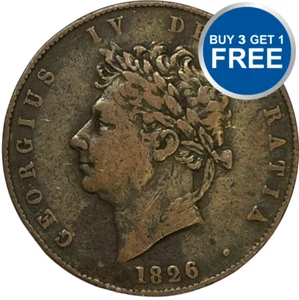 1 HALF PENNY - CHOICE OF YEAR FROM 1825-1827 - GEORGE IV - GREAT BRITAIN - Picture 1 of 2