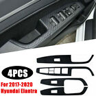 For Hyundai Elantra 17-2020 Carbon Fiber Leather Window Switch Panel Cover Set