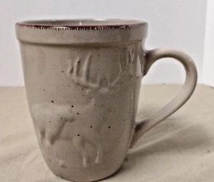 Stoneware Mug Cup Wilderness Elk Embossed Hunter Beige Speckled Bass Pro Shops - Picture 1 of 5