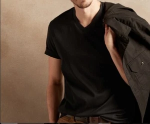 CAMISETA HOMBRE TALLA M BANANA REPUBLIC LUXE TOUCH PERFORMANCE CUELLO EN V NEGRA NUEVA CON ETIQUETAS - Imagen 1 de 1