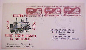 AUSTRALIA  FDC PERTH  1954 FIRST STEAM ENGINE TRAIN CACHET 