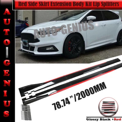 For Ford Taurus 78.7" Red Side Skirt Extension Body Kit Lip Splitters — 第 1/4 张图片
