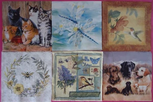 6 Napkins Cat Dog Bird Flower Dragonfly Hummingbird Butterfly Decoupage crafts - Imagen 1 de 13