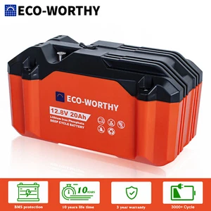 ECO-WORTHY 12V 20Ah Portable Lithium LiFePO4 Battery for Trolling Motor Camping - Picture 1 of 11