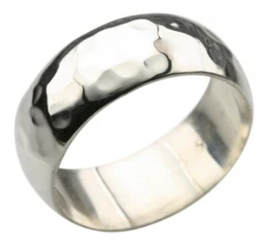 Feiner gehämmerter 925er Silberring 8 mm breit - Bild 1 von 4