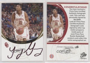 2006 Press Pass Auto Gold /100 Taj Gray Auto