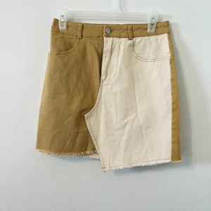 Lelis Collection Colorblock Mini Denim Skirt Size S Stretch 2 Tone Casual NWOT! - Picture 1 of 8