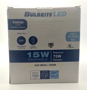 4-Pack BULBRITE LED 15W Dimmable/75 Watt Halogen Flood Lights 3000K/Soft White - Picture 1 of 6