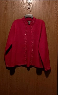 Cárdigan Suéter Alexandra Bartlett Lana M Rojo Manga Larga Cierre Gancho/Ojo  Foto 1 de 4