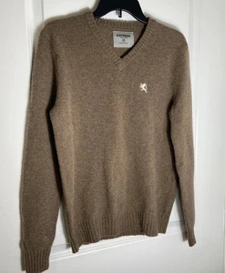 Express Herren Gr. Small Lammwolle V-Ausschnitt Pullover Braun Preppy 80’s - Bild 1 von 6
