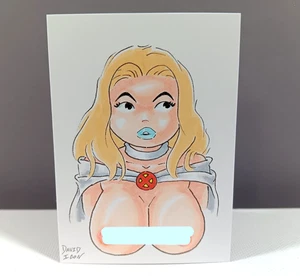 Original EMMA FROST Pinup Artist Sketch Card 1/1 - David Icon - PSC - ATC - ACEO - Picture 1 of 3