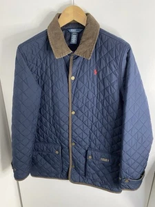 Ralph Lauren Polo Teens Boys Size XL 18-20 Navy Blue Diamond Quilted Jacket VGC - Picture 1 of 10