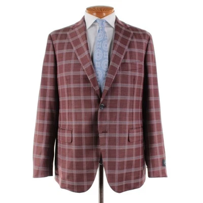 Abrigo deportivo Belvest nuevo con etiquetas mezcla de lana talla 54R (44R EE. UU.) marrón rojizo con cuadros azules Foto 1 de 4