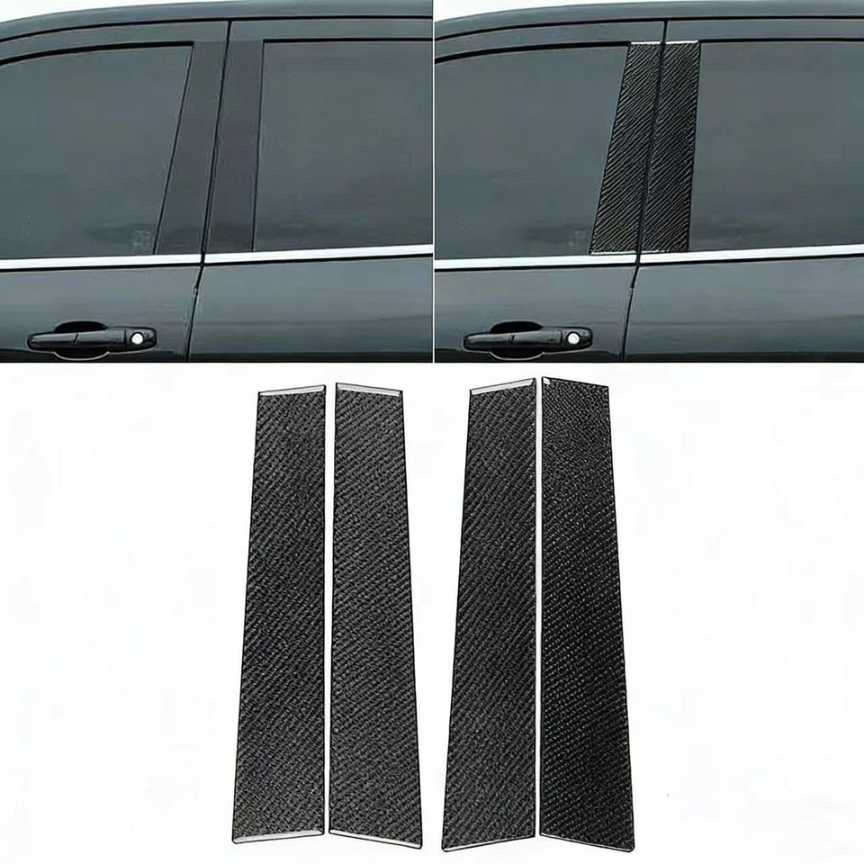 Cubierta de panel de pilar B lateral Windoiw de fibra de carbono real para Dodge Durango 11-24 Foto 1 de 4