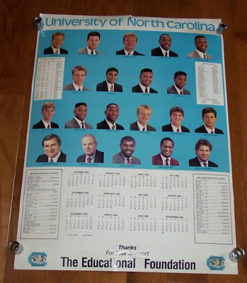 1989-90 UNC Tar Heels Basketball Poster Hubert Davis George Lynch 1989 1990 - Image 1 of 4