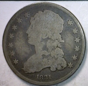 1831 ERROR F Capped Bust Quarter Silver Fine Coin ROTATED REVERSE   NR - Picture 1 of 4