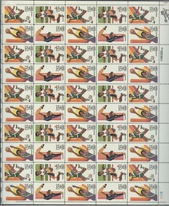 USA Olympic Games Los Angeles 1984 hoja completa C105-108 código postal justo debajo de MNH - Imagen 1 de 1