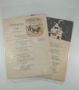 Paper Ephemera Pages From Books 5 Pages Thanksgiving Christmas Vintage - Picture 1 of 14