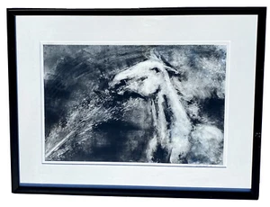 Framed Monoprint Art Comora's Bath Signed Alyson Markell # 1/1 OOAK Jumper Horse - Picture 1 of 7