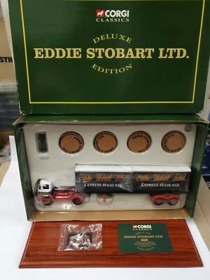 Corgi Classics 14302 Eddie Stobart Foden S21 Artic Trailer Load & Wooden Plinth - Image 1 of 4
