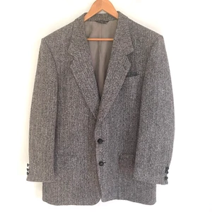 HARRIS TWEED Men Wool Gray Blazer Jacket Moores Sport Suit Coat Size 44R - Picture 1 of 4
