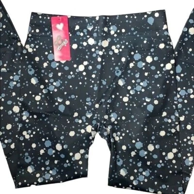Crush Pullon Lightweight Leggings S M Blue Paint Splatter Polka Dot Elastic - Image 1 of 4