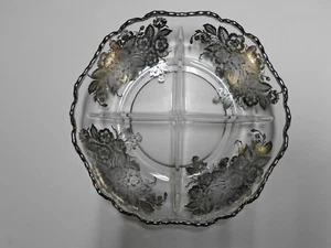 Vintage Clear Glass Divided Serving Dish with Silver City Sterling Overlay EUC - Picture 1 of 5