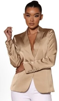 Blazer Anthropologie Azel Hazel Hazel Dorado Marrón Satinado Talla Nuevo sin Etiquetas M Foto 1 de 4