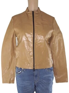 Giubbotto Da Donna 42 M Medium Marrone Vera Pelle Cerniera Zip Giubbino Giacca - Picture 1 of 13