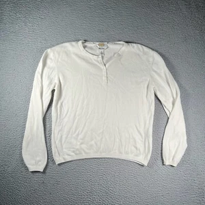 Talbots Sweater Womens Medium White Henley Cotton Business Casual Ladies - Picture 1 of 10