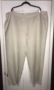 Calvin Klein Women’s Pants Size 24W Linen/Rayon Wide Legs Khaki - Picture 1 of 7