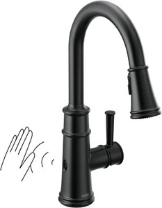 Moen 7260EWBL Belfield Motionsense Pulldown Kitchen Faucet - Matte Black - Picture 1 of 7
