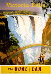 Victoria Falls Africa Travel Poster  Art Print BOAC Print - Picture 1 of 1