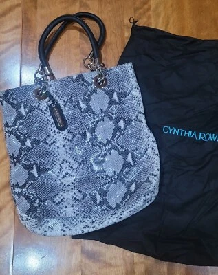 Cynthia Rowley Faux Snakeskin Leather Handbag/Tote Black White Grey - Image 1 of 4