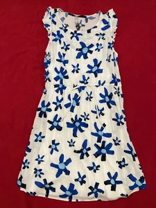 SUMMER SUNDRESS Kensie Blue Daisies White sleeveless Floral Dress Women’s Size L - Picture 1 of 11