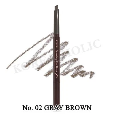 ETUDE Drawing Eye Brow 0.25g #02 Gray Brown Long Lasting Korean Cosmetics NEW - Image 1 of 4
