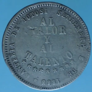 BOLIVIA 1/2 MELGAREJO 1865 ARGENTO SILVER COIN NUMISMATICA MONETE DA COLLEZIONE - Bild 1 von 2