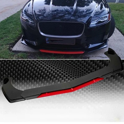 For Jaguar XFR-S XE Front Bumper Lip Spoiler Splitter Body Kit Carbon+Fiber Red+ Foto 1 de 4