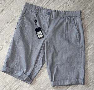 Maine Striped Chino Shorts Womens Size 12 Uk Pinstripe Blue White Holiday NWT - Picture 1 of 4