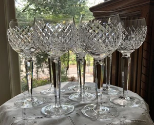 Waterford Kristall Alana Hock Weinglas (9) Original Hergestellt in Irland 7 3/8" H - Bild 1 von 11